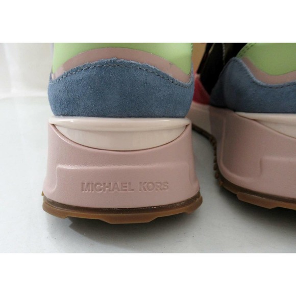 Michael Kors Theo Trainer Lace Up Sneakers Mk Logo Black Leather - Picture 8 of 11